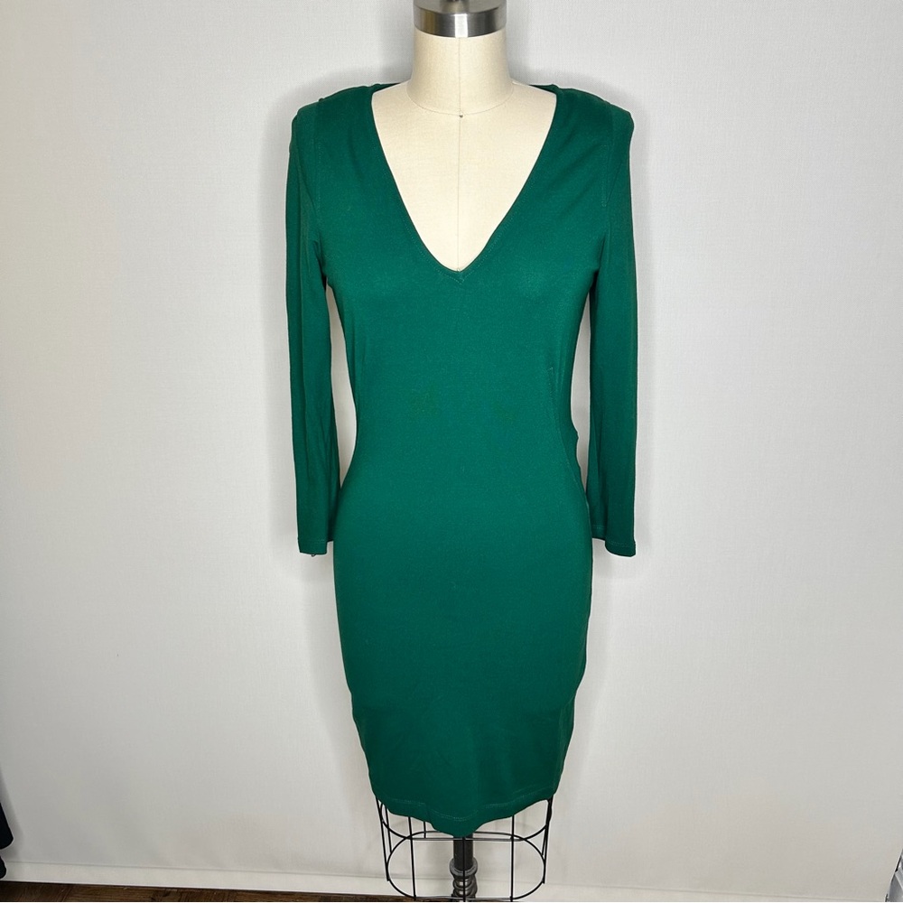 Zara Basic Hunter Green Bodycon Dress
